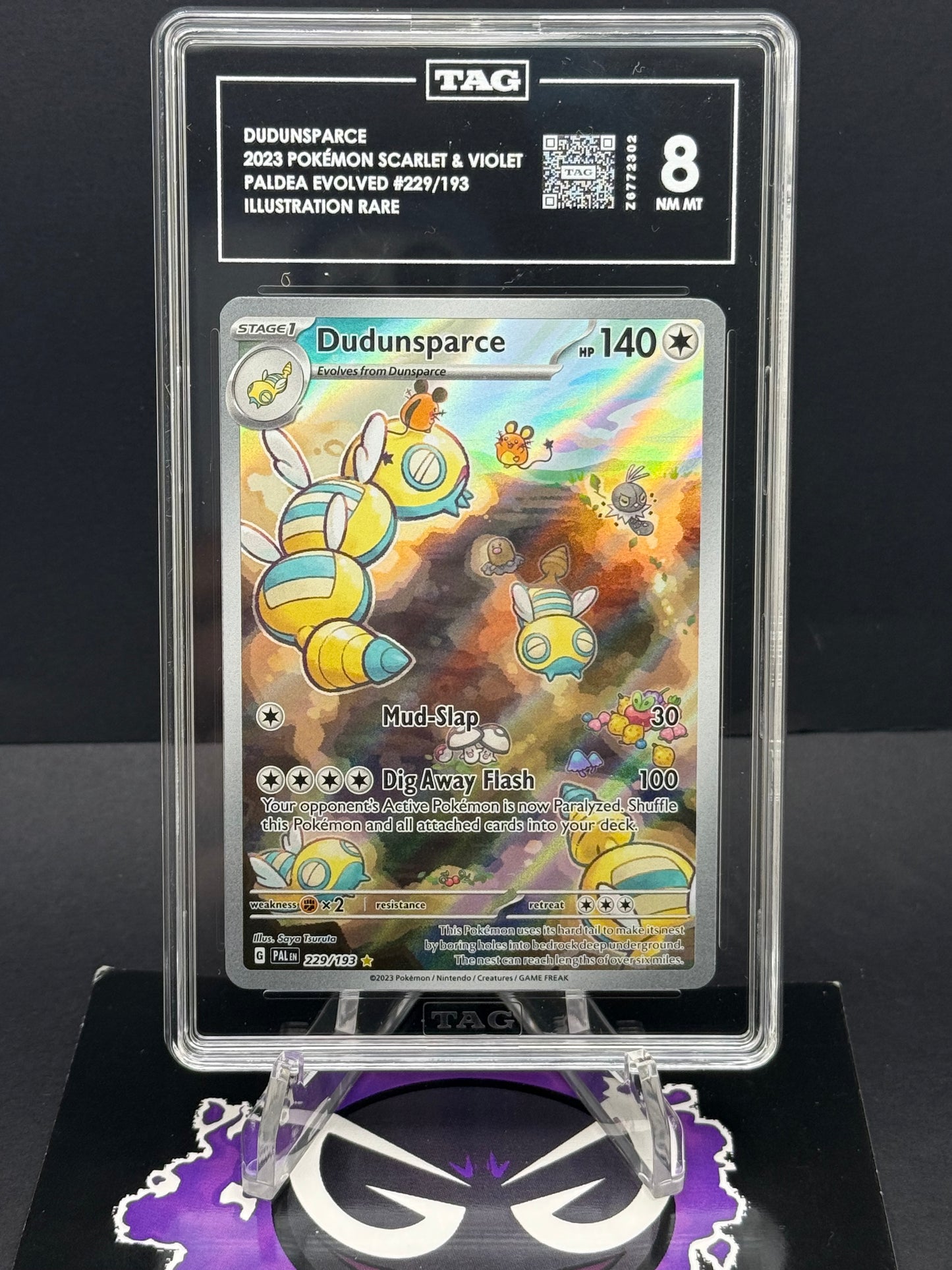 Pokémon Slab# 226 Dudunsparce IR 229/193 TAG 8