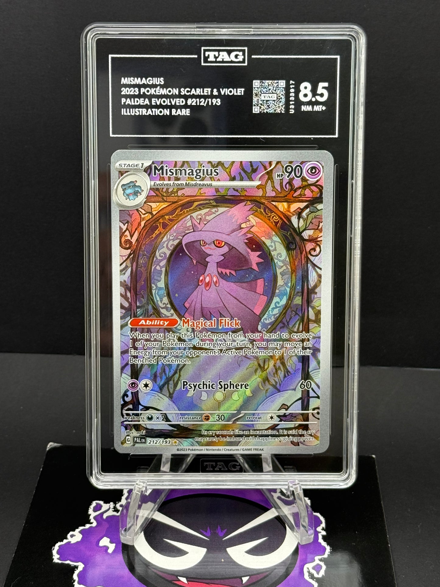 Pokémon Slab# 278 Mismagius IR 212/193 TAG 8.5