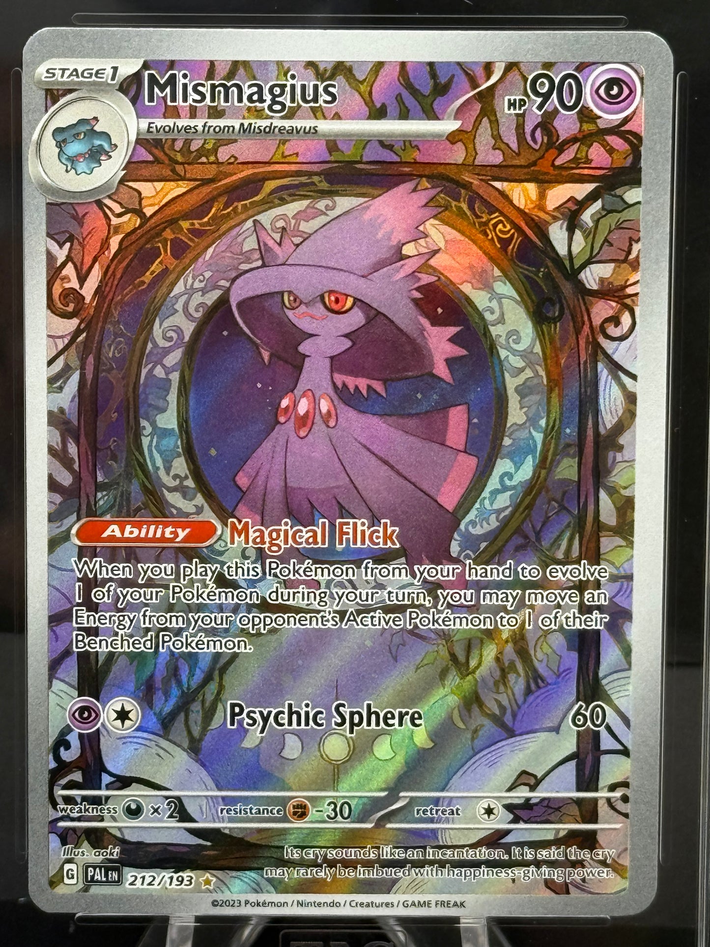 Pokémon Slab# 278 Mismagius IR 212/193 TAG 8.5