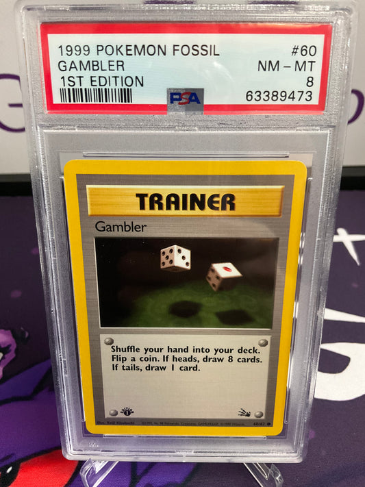 1999 Fossil Gambler Trainer 1st Edition PSA 8 #60