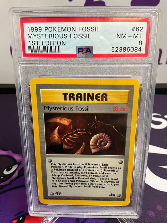1999 Fossil Mysterious Fossil Trainer 1st Edition PSA 8 #62