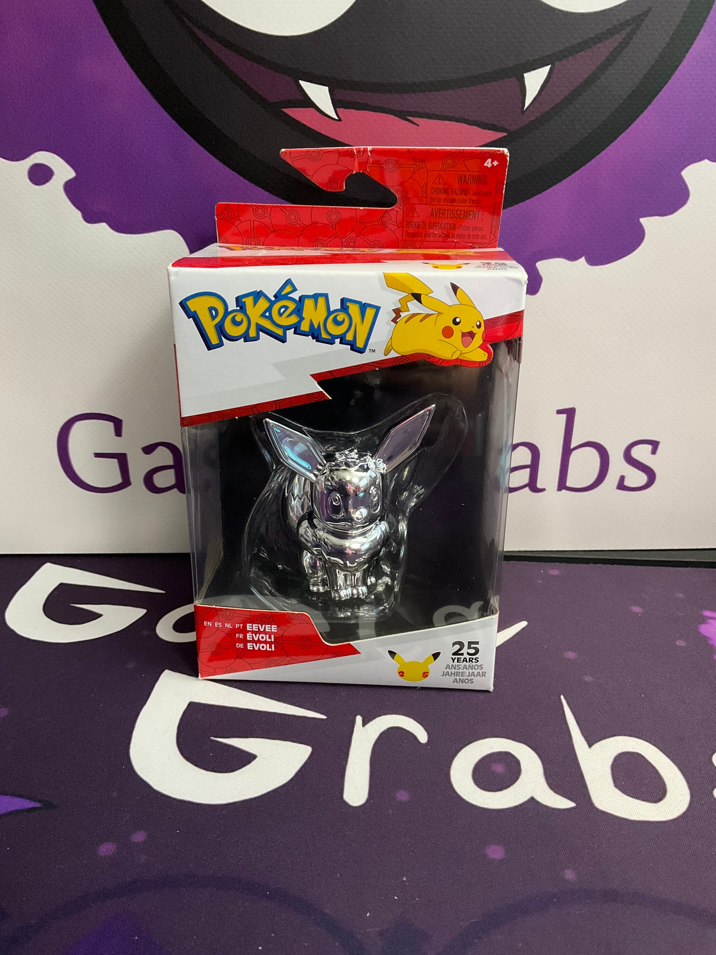 Pokémon Eevee 25th Anniversary Select Silver Battle Figure Toy