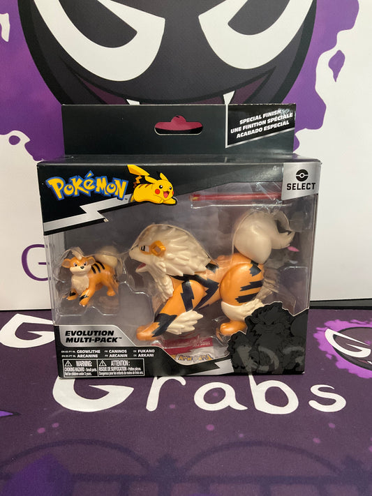 Pokémon Select Evolution Multipack Growlithe & Arcanine Toy Figure Set.