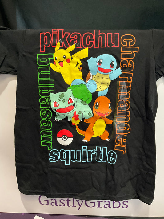 Pokémon Boys T-Shirt W/ Pikachu, Bulbasaur, Charmander & Squirtle Size Small