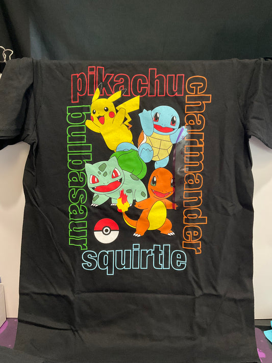 Pokémon Boys T-Shirt W/ Pikachu, Bulbasaur, Charmander & Squirtle Size X-Large