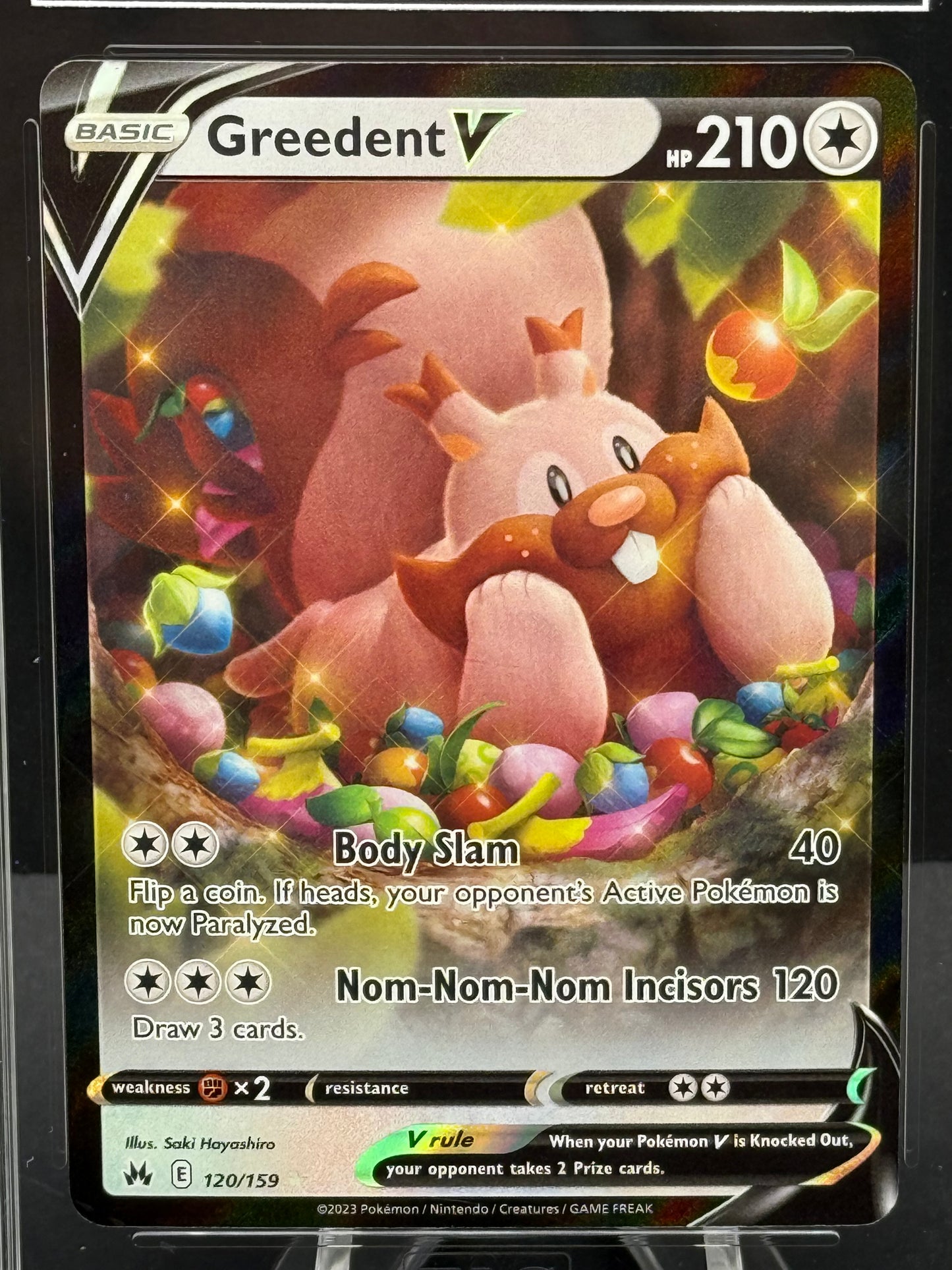 Pokémon Slab# 231 Greedent V 120/159 TAG 10